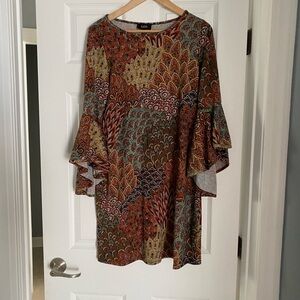 MSK Multi-Color Paisley Bell-Sleeve Mini Dress